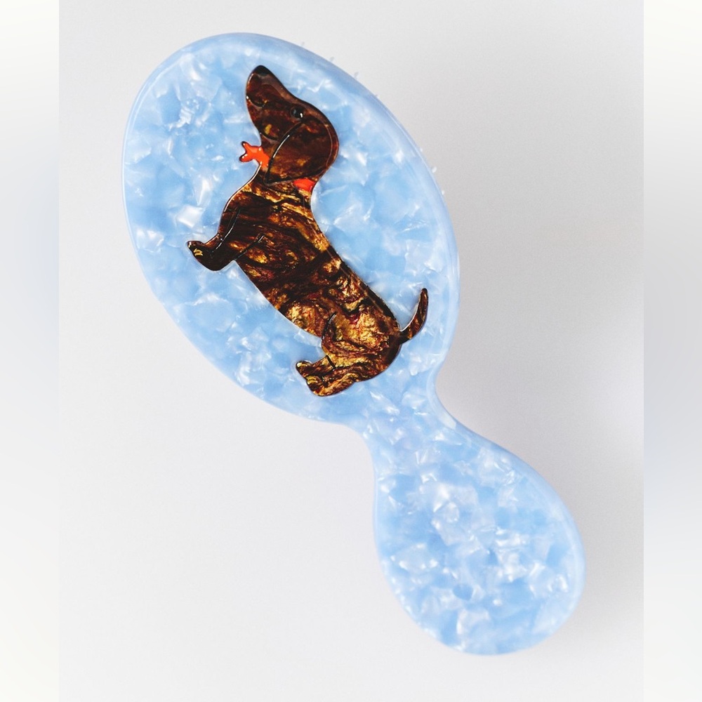 Anthropologie Solar eclipse hand painted compact Dachshund Hair Brush
